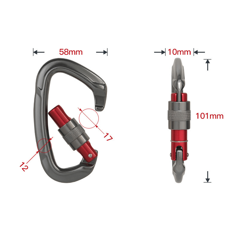 XINDA 25KN Climbing Carabiner Safety Master Screw Lock D Shaped Buckle for Outdoor Hiking Adult/Teenager - MRSLM