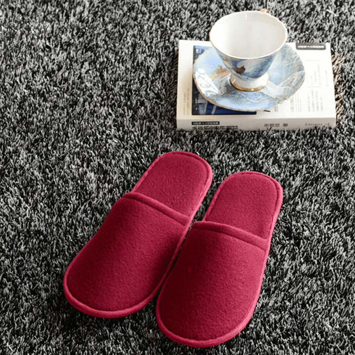 1 Pair Hotel Travel Disposable Slippers Home Guest White Red Blue Slippers - MRSLM