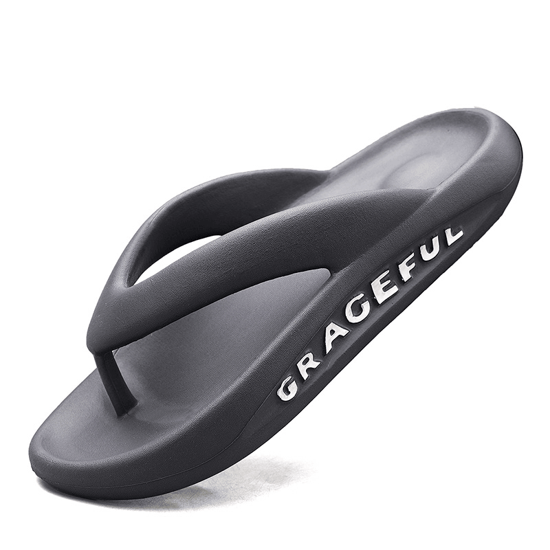 Men Lightweight Soft Sole Pure Color Indoor Flip Flops Casual Platform Slippers - MRSLM