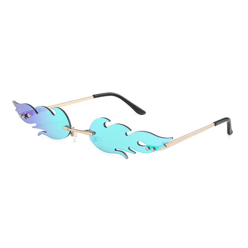 New Fashion Flame Sunglasses Ladies Men Frameless Wave Uv400 Luxury Trend Narrow Frame - MRSLM