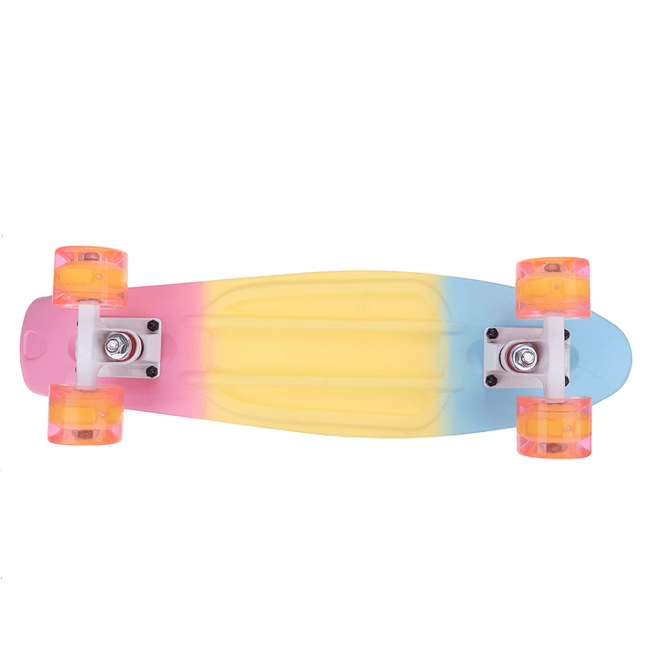 SGODDE 22" Mini Skateboards Cruiser Retro Skateboard Long-Board for Kids Ages 6-12 with LED Wheels - MRSLM