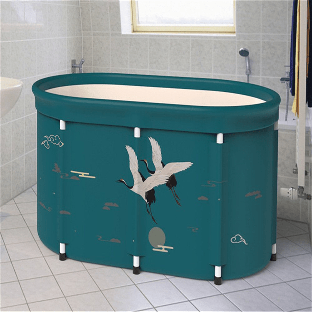 Portable Adult Thickened Folding Bathtub Household Large Bathtub Steaming Room Sauna Bath Barrel with Lid - MRSLM