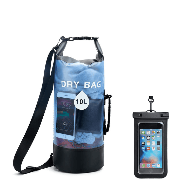 Ipree® 10/20L Waterproof Dry Bag Lightweight Dry Storage Backpack with 6.5Inch Phone Bag for Travel Floating Sailing Boating Swimming Camping Beach - MRSLM