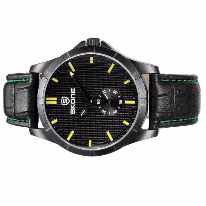 SKONE 9415EG PU Leather Band Daily Life Waterproof Analog Quartz Wrist Watch - MRSLM