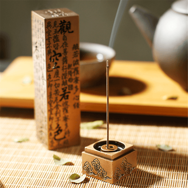 Bronze Retro Hollow Buddhist Incense Burners Tower Scriptures Aromatherapy Censer Incense Box Home Decorations - MRSLM