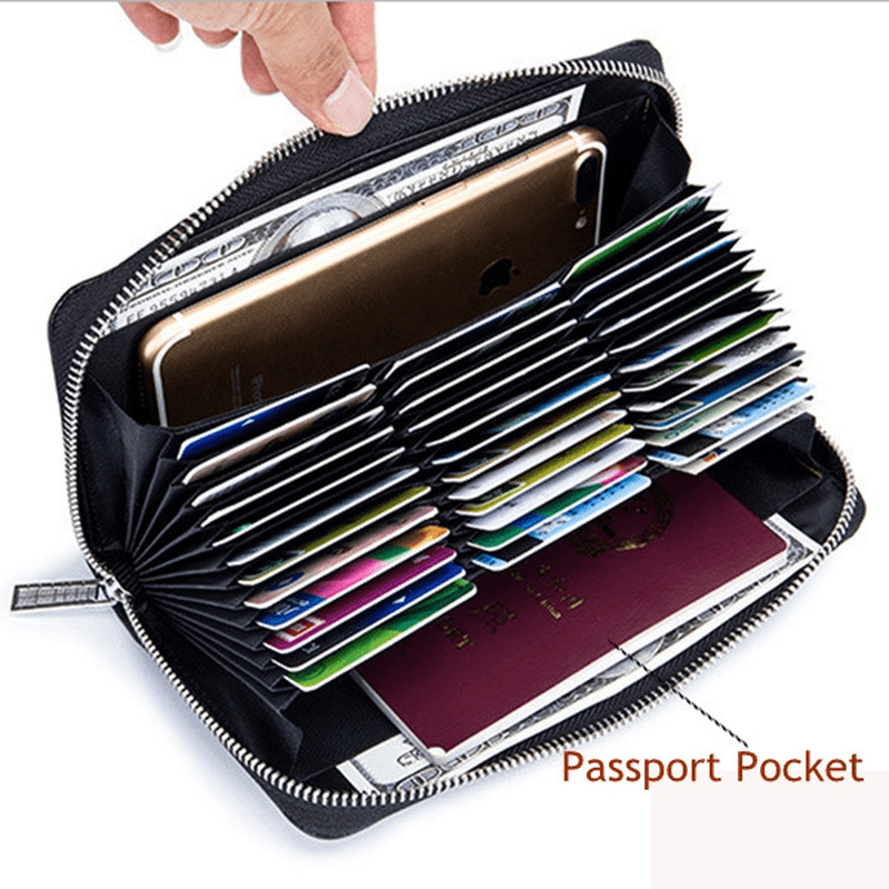 RFID Antimagnetic Genuine Leather 36 Card Slots Card Holder Long Wallet Purse for Women Men - MRSLM