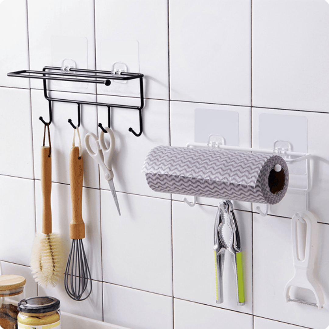 Tissue Storage Holder Towel Rack Hook Holder Kitchen Bathroom Shelf Hanging - MRSLM