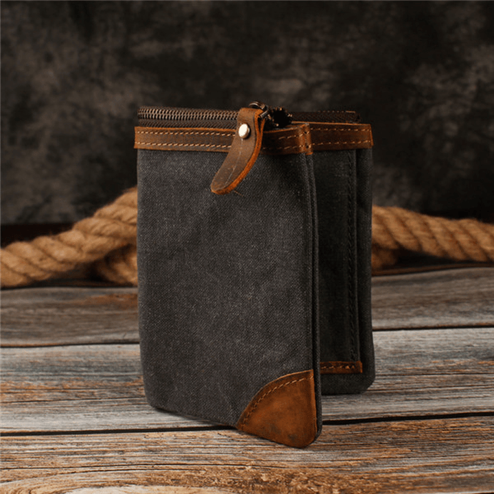 Canvas Vintage Wallet Bifold 8 Card Slot Coin Purse for Men - MRSLM