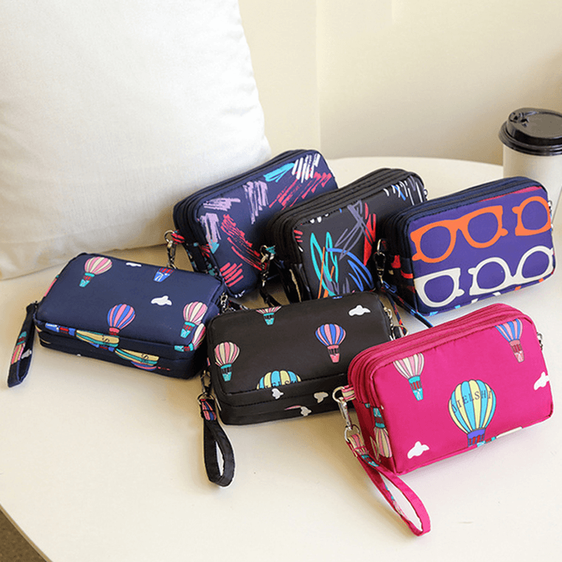 Women Nylon Colorful Multi-Level Casual Wallet Shoulder Bag - MRSLM