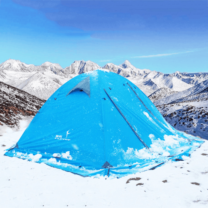 FLYTOP 2 Person Camping Tent Set All-Season Double Layers Aluminum Pole anti Snow Windproof Rainstorm Anti-Uv Canopy with Snow Skirt - MRSLM