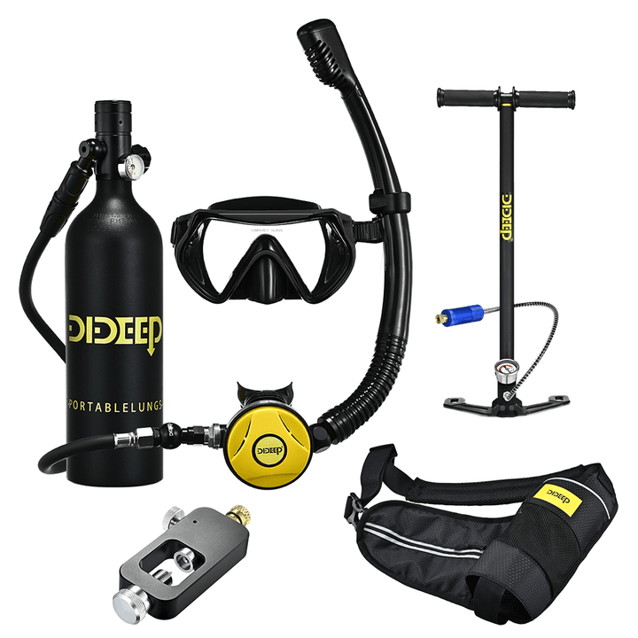 DIDEEP X4000Plus 1L Scuba Diving Cylinder Set Mini Oxygen Tank Respirator Snorkel Tube Anti-Fog Diving Goggles Adapter Air Pump - MRSLM