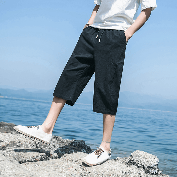 Mens Pants Youth Loose Large Size Casual Pants Sports Shorts - MRSLM