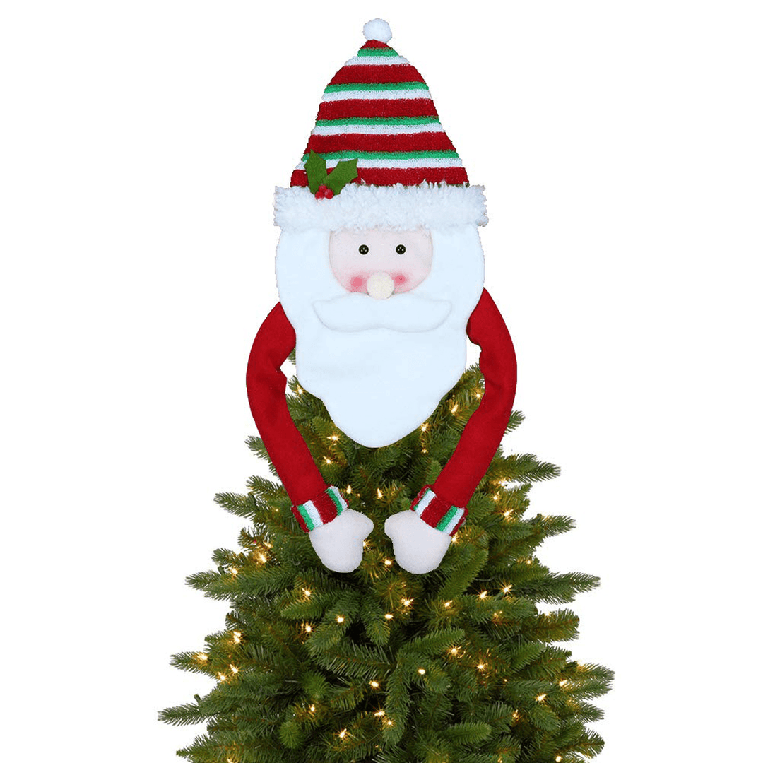 Christmas Tree Snowman Elk Deer Santa Topper Ornament Xmas Tree Party Decoration - MRSLM
