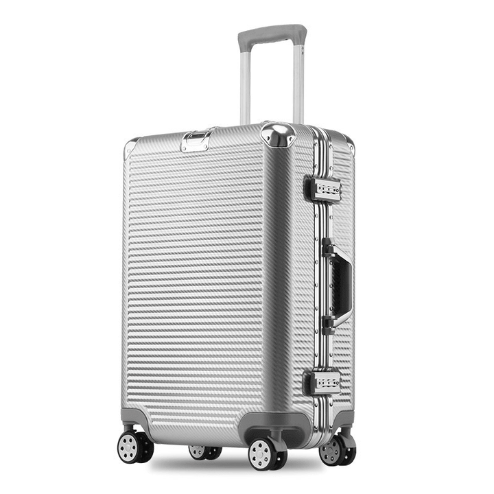 ORMIE 20Inch Aluminum Frame Suitcase Password Lock Spinner Silent Wheel Luggage Case - MRSLM