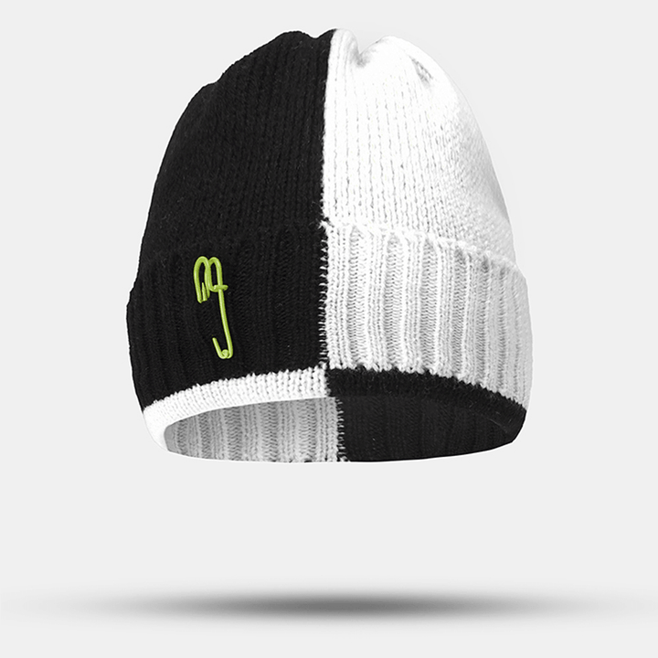 Unisex Paperclip Design Stitching Beanie Hat Fashion Stree Windproof Warm Knitted Hat - MRSLM