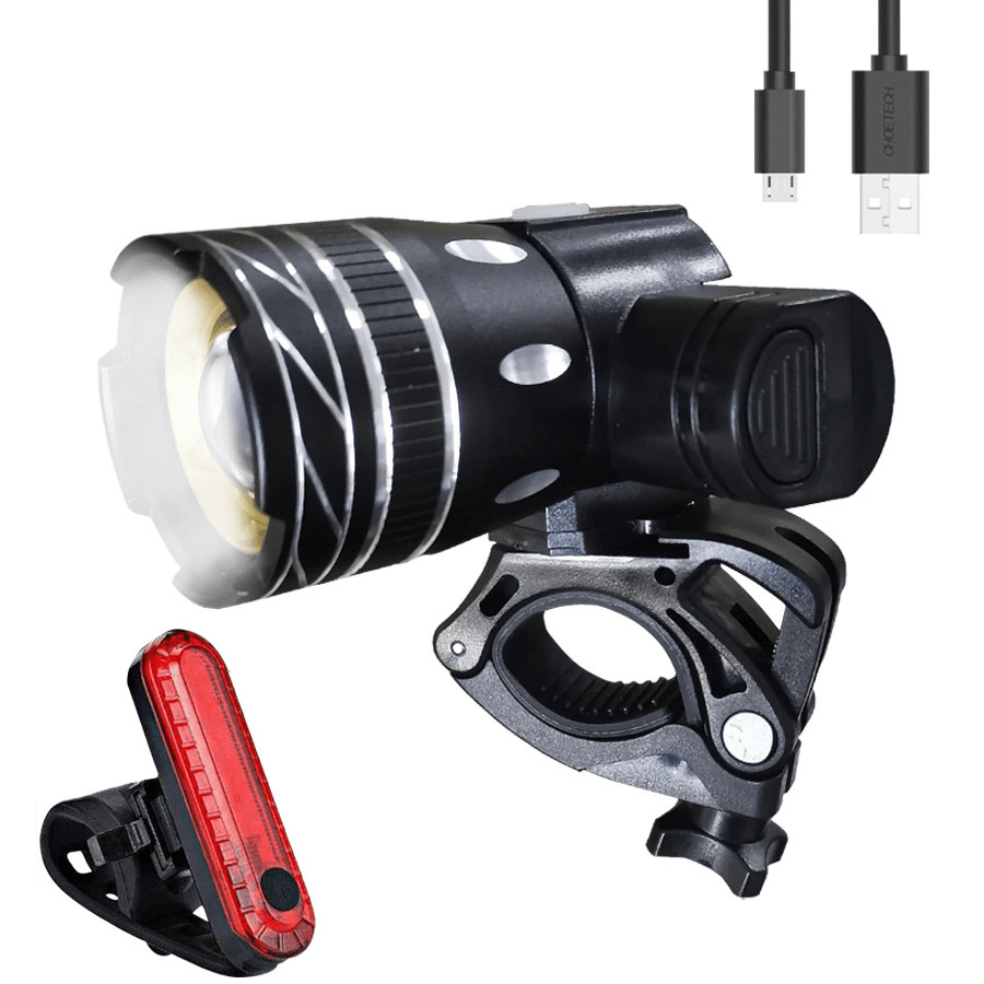 BIKIGHT T6 150LM Bicycle Headlight Powerful 1200Mah 3 Modes USB Rechargeable Bike Front Frame Light Cycling Camping with Taillight - MRSLM