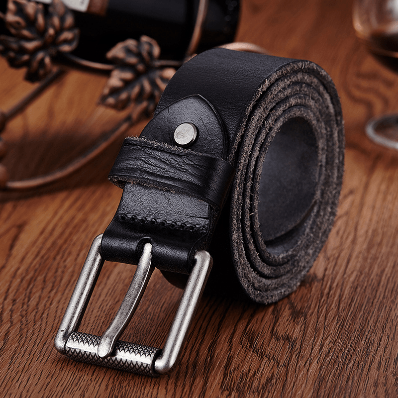 Genuine Leather Men'S Belt Casual Waistband Waist Strap Smooth Pin Retro Belt - MRSLM