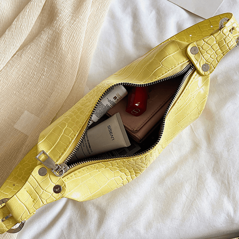Alligator Croc Pattern Casual Solid Color Shoulder Bag Handbag for Women - MRSLM