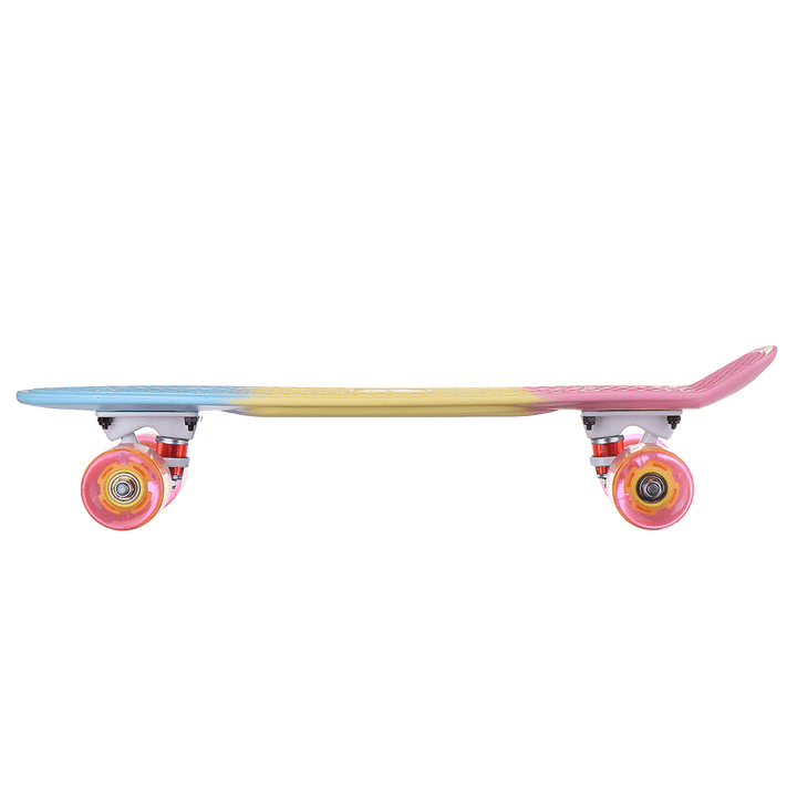 SGODDE 22" Mini Skateboards Cruiser Retro Skateboard Long-Board for Kids Ages 6-12 with LED Wheels - MRSLM