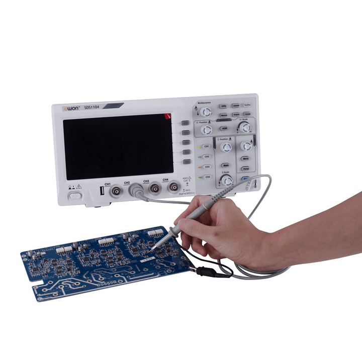 Owon SDS1104 Portable Oscillometer 4-CH Digital Storage Oscilloscope 7" LCD Display Handheld Portable Oscillometer 100Mhz 1Gs/S EU Plug - MRSLM