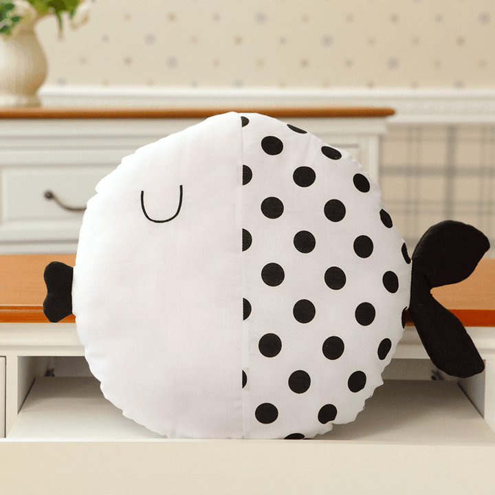 Cartoon Doll Pillow Cute Striped Polka Dot Fish Pillow Kids Accompany Sleeping Doll Cushion - MRSLM