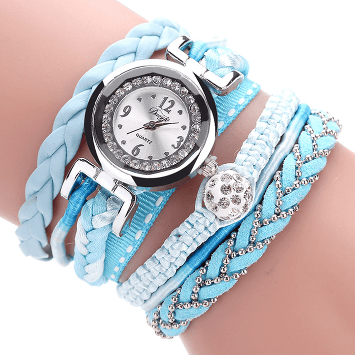 DUOYA DY080 Fashionable Fine Leather Band Winding Ladies Bracelet Watch Braided Quartz Watches - MRSLM