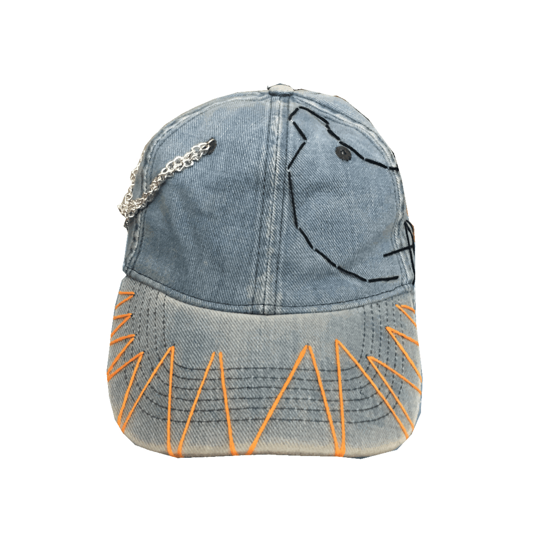 Skull Tooth Personalized Patch Design Washed Denim Hat - MRSLM