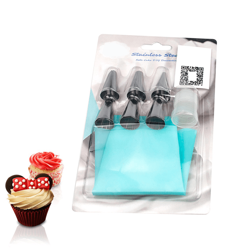 KC-PN15 7Pc/Set Silicone Icing Piping Cream Pastry Bag Stainless Steel Nozzle Sets Cake DIY De - MRSLM