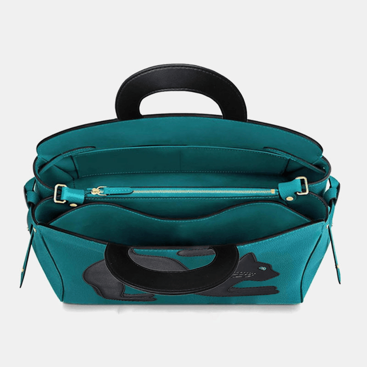 Women Fashion Beauty Faux Leather Large Capacity Handbag Crossbody Bag Shoulder Bag Cat Bag - MRSLM