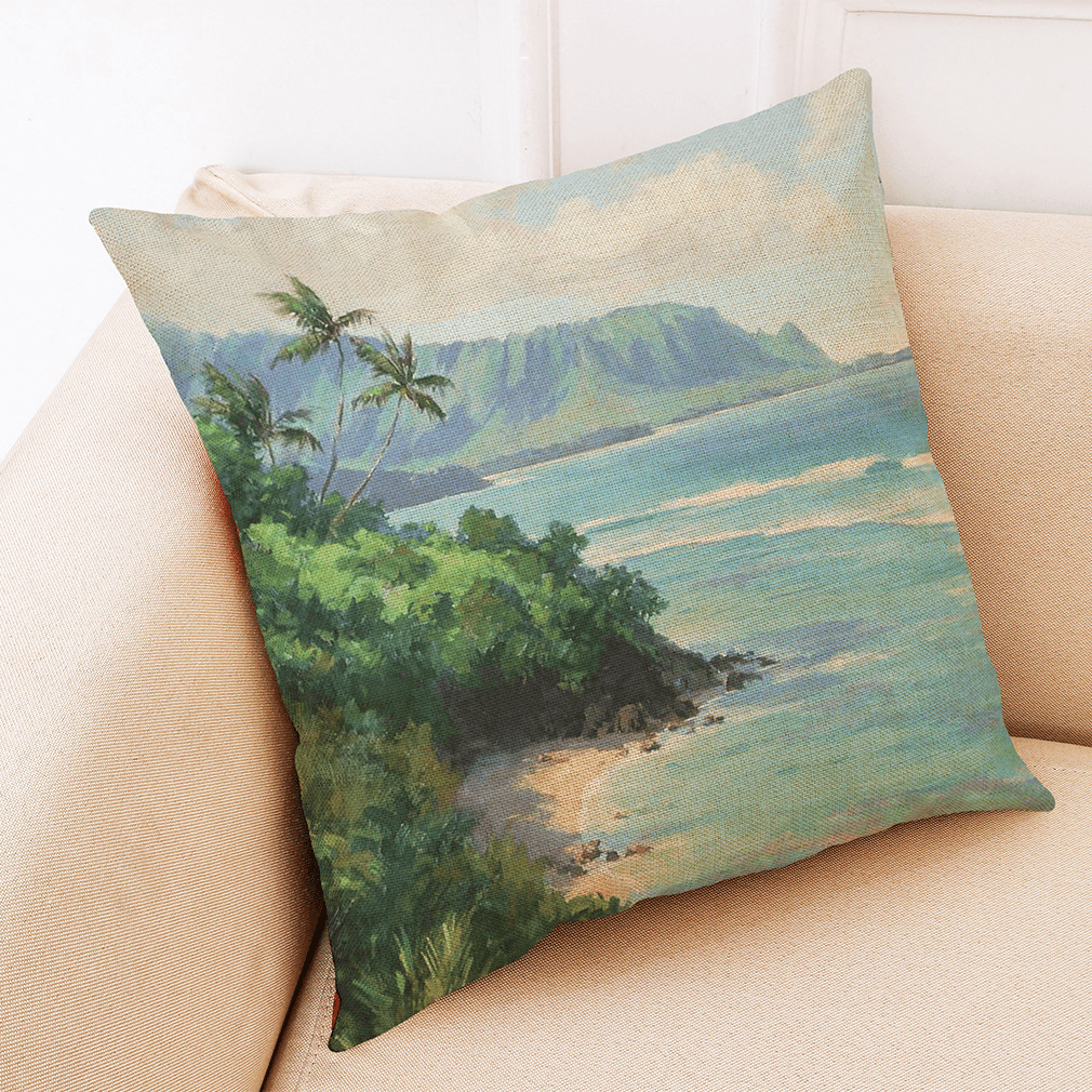 Honana 45X45Cm Home Decoration Colorful Beach Patterns Cotton Linen Pillow Case Sofa Cushion Cover - MRSLM