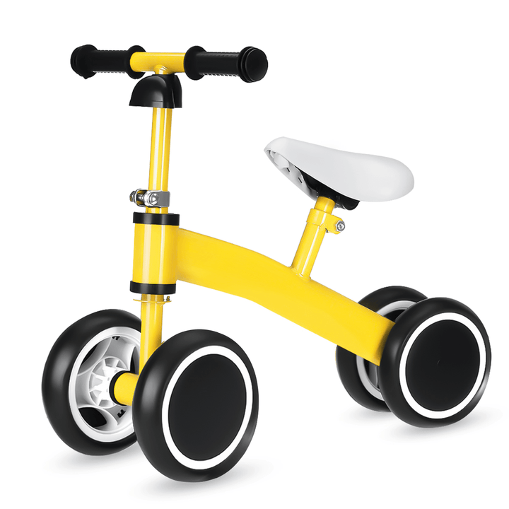 Baby Balance Bike 4 Wheels No Pedal Design Bicycle with Adjustable Seat Height Kids Training Walking Tricycle for 1-3 Years Old - MRSLM