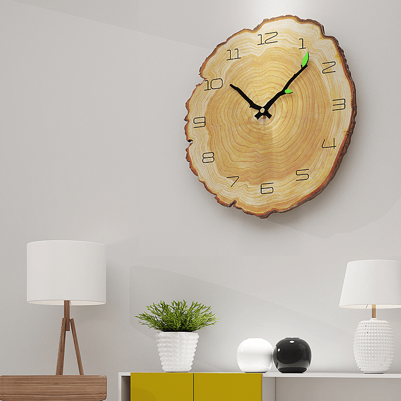 MW002 Creative Wooden Pattern Wall Clock Mute Wall Clock Quartz Wall Clock for Home Office Decorations - MRSLM