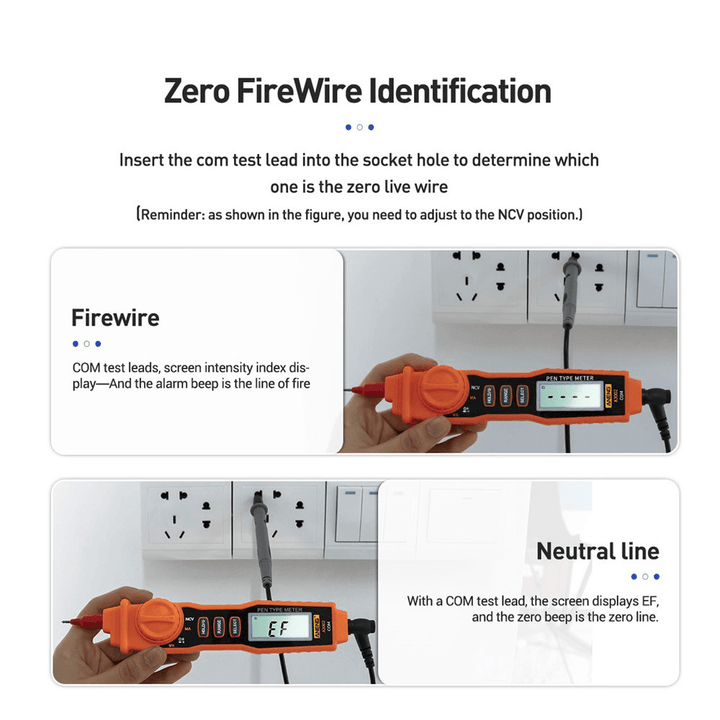 ANENG A3002 Digital Multimeter Pen Type 4000 Counts with Non Contact AC/DC Voltage Resistance Diode Continuity Tester Tool - MRSLM