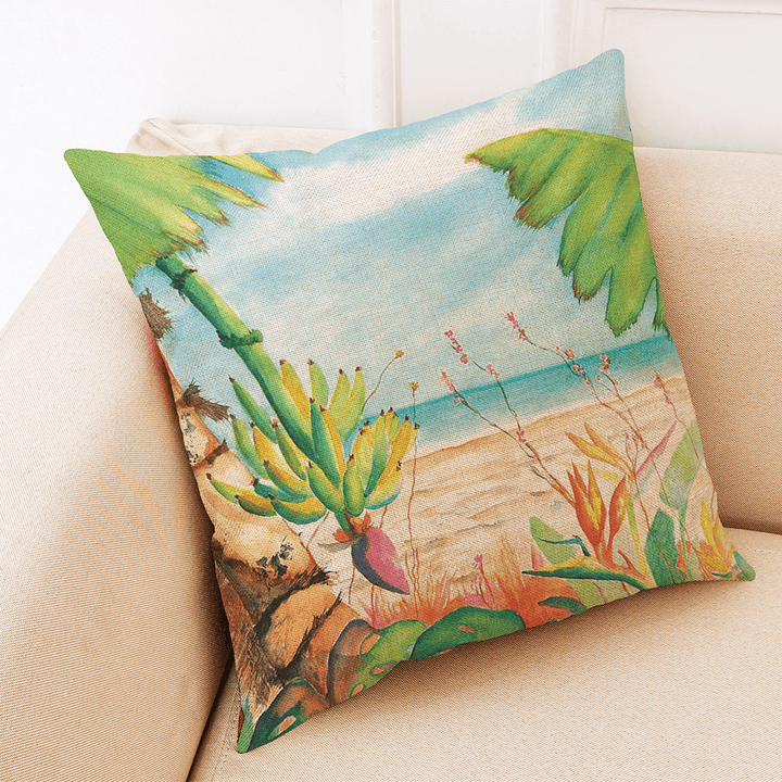 Honana 45X45Cm Home Decoration Colorful Beach Patterns Cotton Linen Pillow Case Sofa Cushion Cover - MRSLM