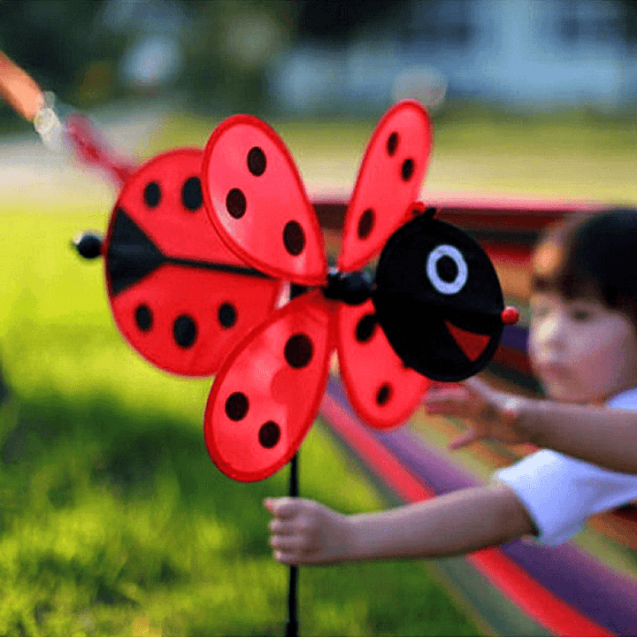 Windmill Red Ladybug and Yellow Bee Design Windmill Children Garden Decoration - MRSLM