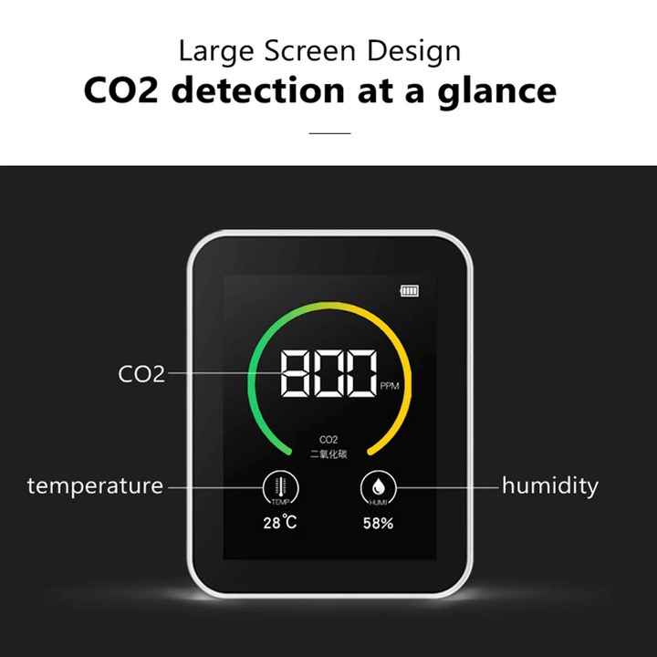 Carbon Dioxide Detector Indoor Air Quality Monitor Real Time CO2 Detector TFT Color Screen Intelligent Air Quality Sensor Tester - MRSLM