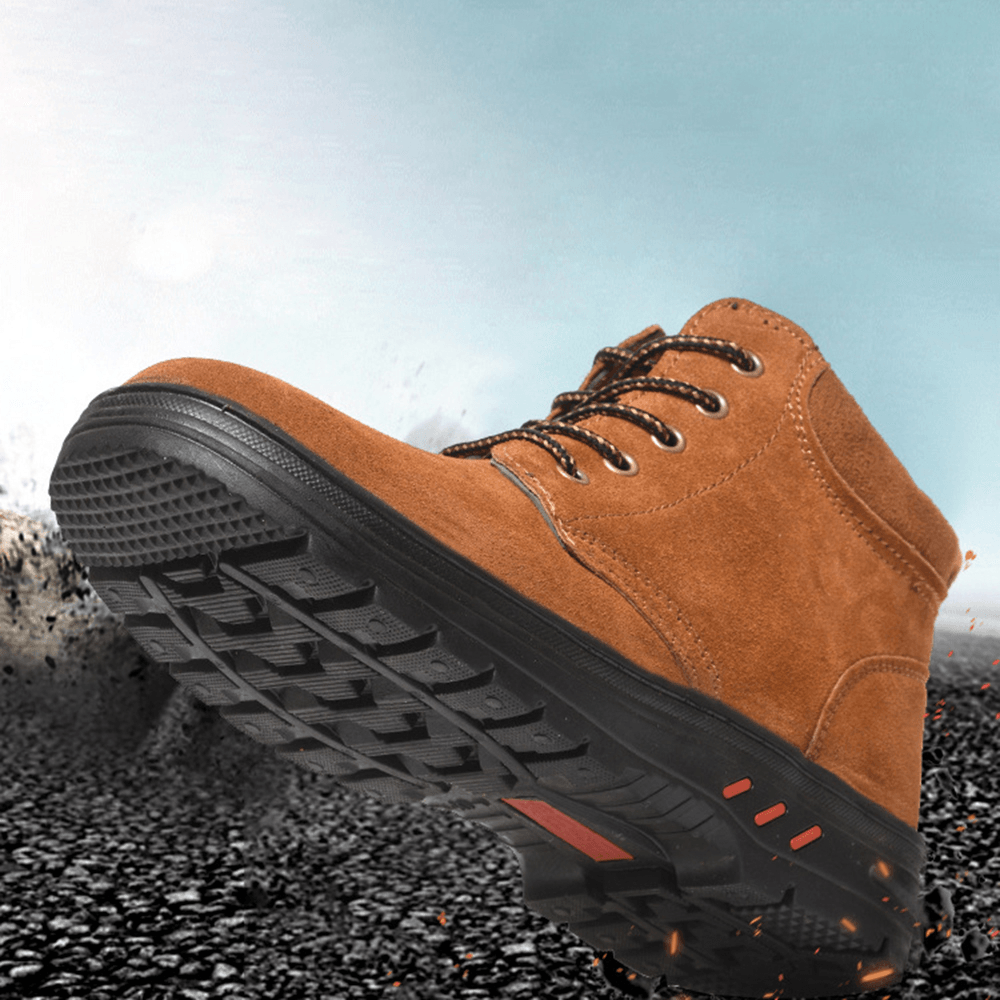 Men Steel Toe Slip Resistant Soft Puncture Proof Safety Work Shoes - MRSLM
