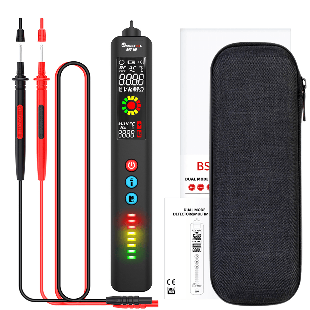 MUSTOOL MT12 Digital Multimeter + Thermometer + Voltage Detector 3 in 1 Ture-Rms Color LCD 3-Result Display -20°C~380°C Non-Contact Temperature Measurement Non-Contact Voltage Detector - MRSLM