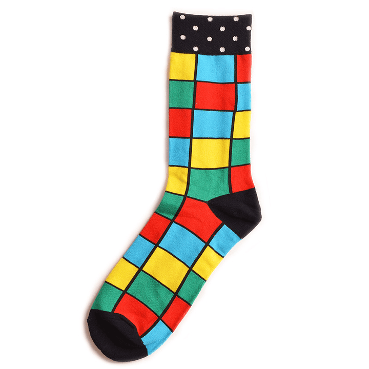 Men'S Street Wild Classic Geometry Striped Cotton Mid-Socks - MRSLM