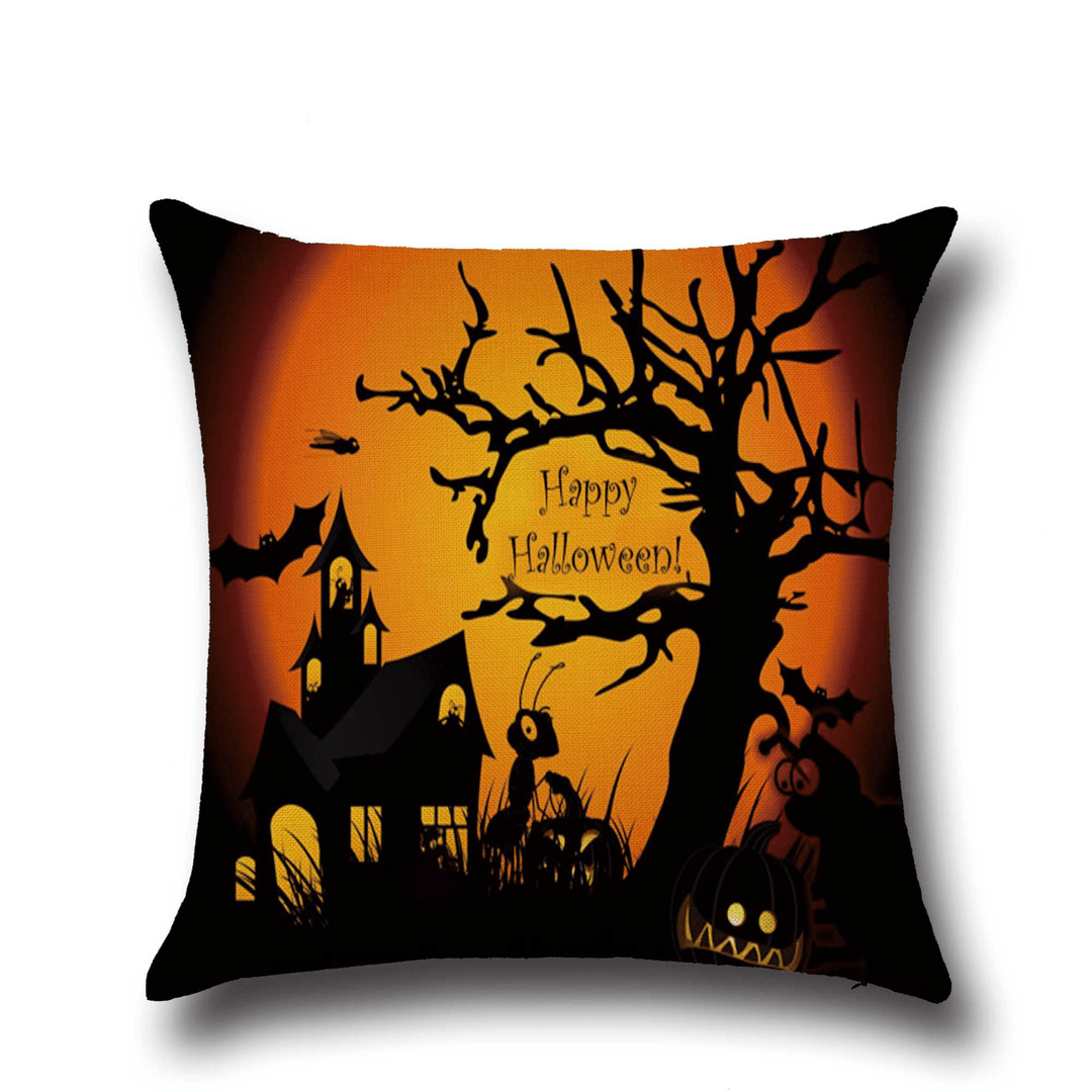 Halloween Bat Owl Pattern Pillowcase Cotton Linen Throw Pillow Cushion Cover Seat Home Decoration Sofa Decor - MRSLM