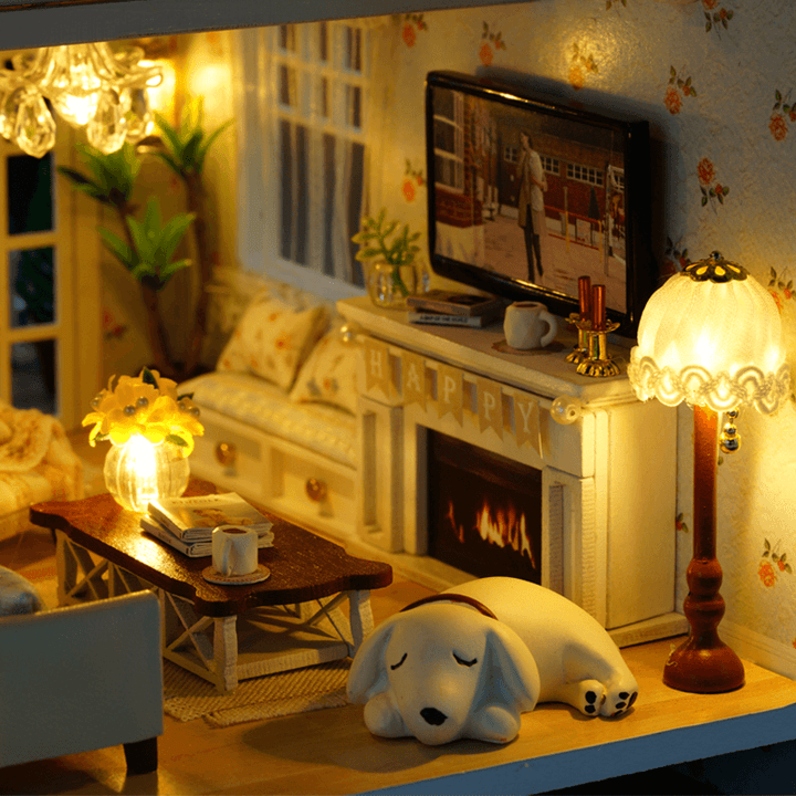 Cuteroom A-035-A Queens Town DIY Dollhouse Miniature Model with Light Music Collection Gift - MRSLM