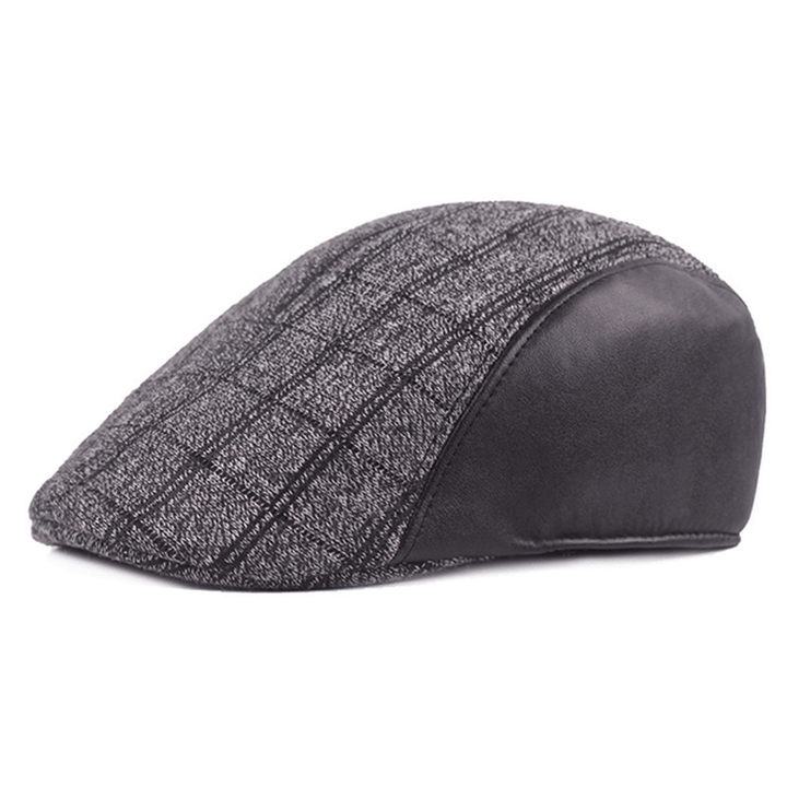 Mens Vintage Grid Casual Patchwork Beret Caps - MRSLM