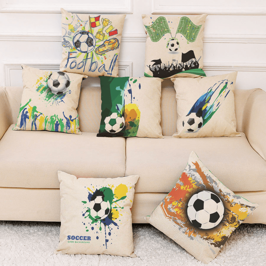 Honana the 2018 Russia World Cup Cotton Linen Cushion Pillow Case Soccer Pillow Covers for Home Bedroom Sofa Holiday Decor - MRSLM