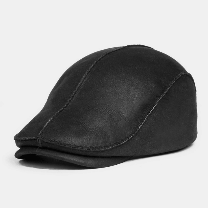 Men Sheepskin Autumn Winter Thicken Warm Forward Cap Fashion Casual Ear Protection Earmuffs Windproof Beret Cap - MRSLM