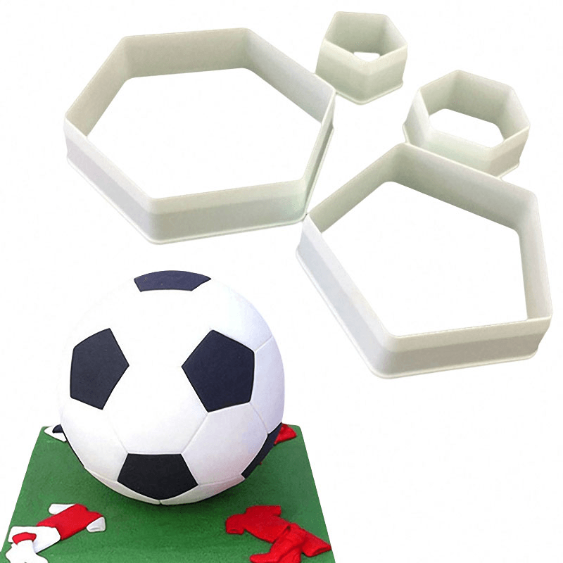 4Pcs Football Fondant Cutter Plastic Cutter Fondant Molds Cake Decorating Molds Cake Moulds Chocolate Moulds Baking Mold - MRSLM