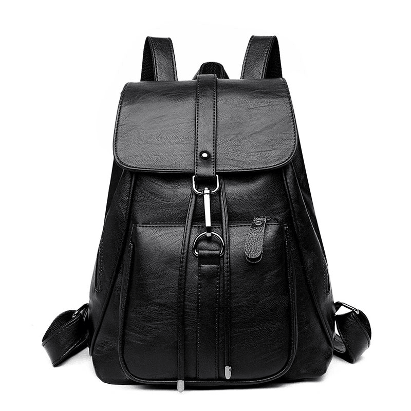 Soft PU Leather Backpack Ladies Casual Shoulder Bag Outdoor Hunting Travel Rucksack - MRSLM