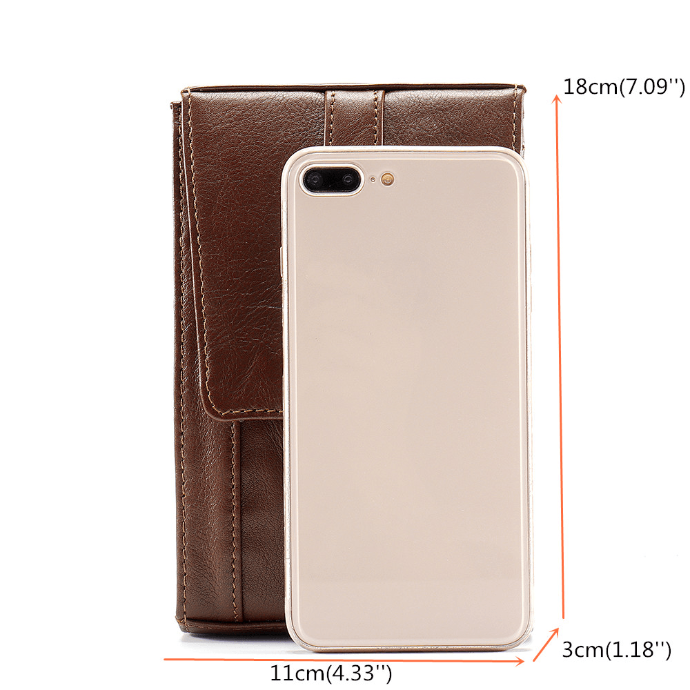 Ekphero Men Genuine Leather Vintage Card Holder Phone Bag for Iphone 8P - MRSLM