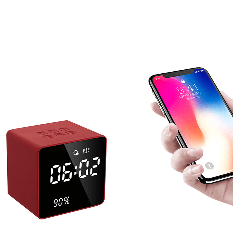 Multifunction LED Digital Alarm Clock Bluetooth Speaker with FM Radio AUX TF USB Music Player Handsfree with Mic for Phone Computer Gaming - MRSLM