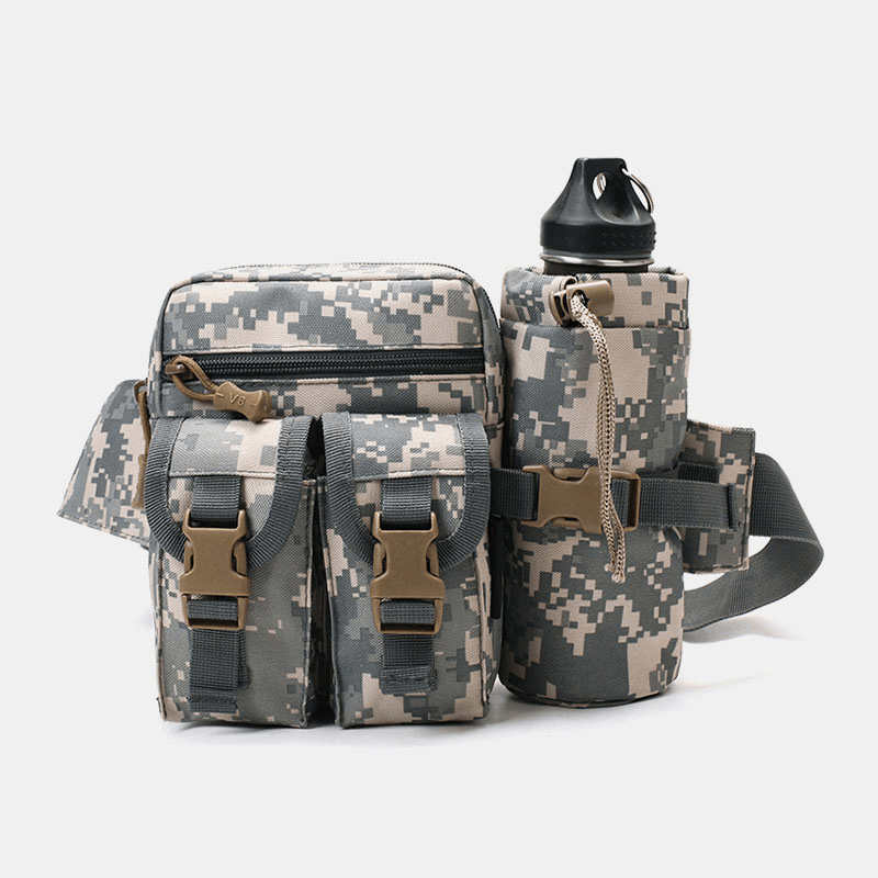 Men Nylon Camouflages Multifunction Outdoor Water Bottle Waist Bag Tactical Bag - MRSLM