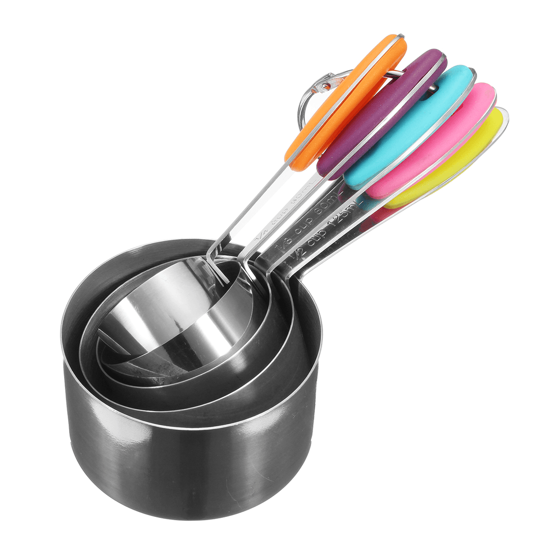 10Pcs Stainless Steel Measuring Cups & Spoons Tea Spoon Set Kitchen Tool - MRSLM